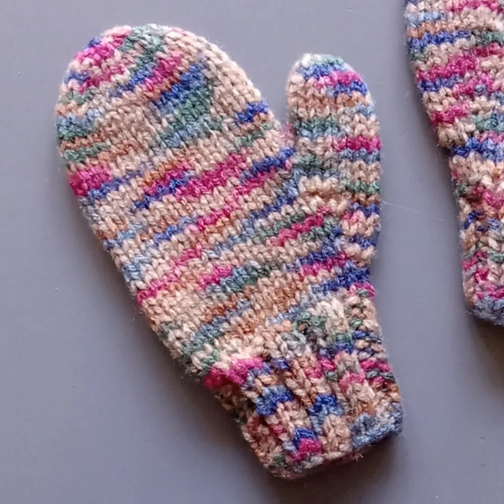 Hand Crafted Handknit Mixed Berry Toddler Mittens 4T